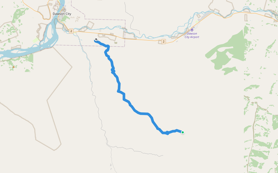 Dawson Area Ridge Trail walking route map in Dawson City