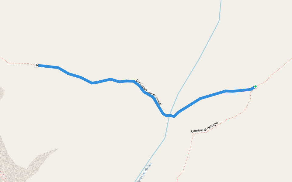 Descenso por el arenal walking route map in El chaupi