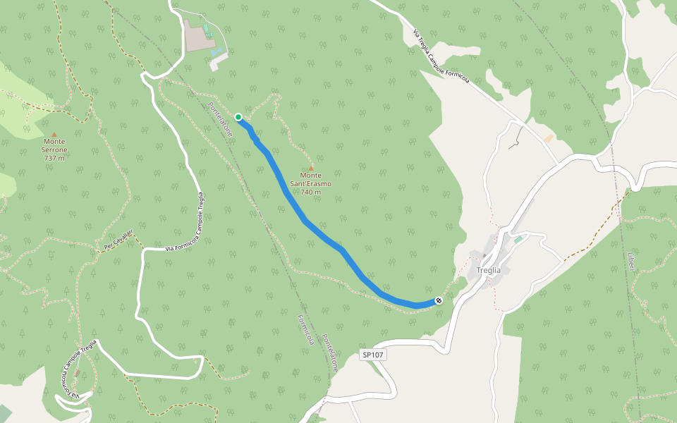 Sentiero per Treglia Chiuso dalla vegetazione walking route map in Treglia