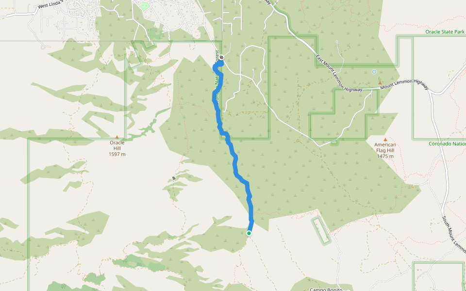 Oracle Ridge Trail walking route map in Oracle