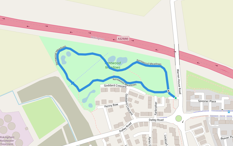 Kentwood Meadows walking route map in Wokingham