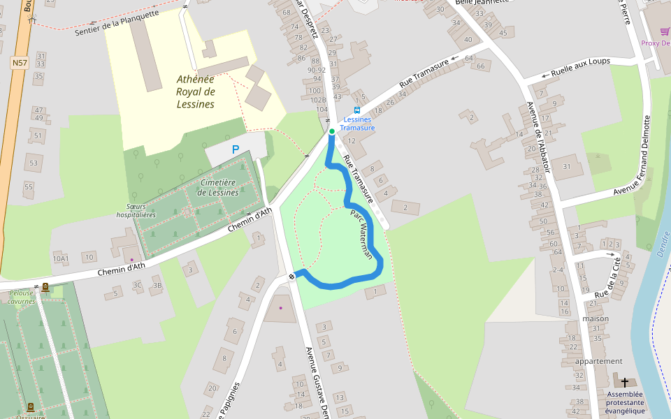 Parc Waterman walking route map in Lessines