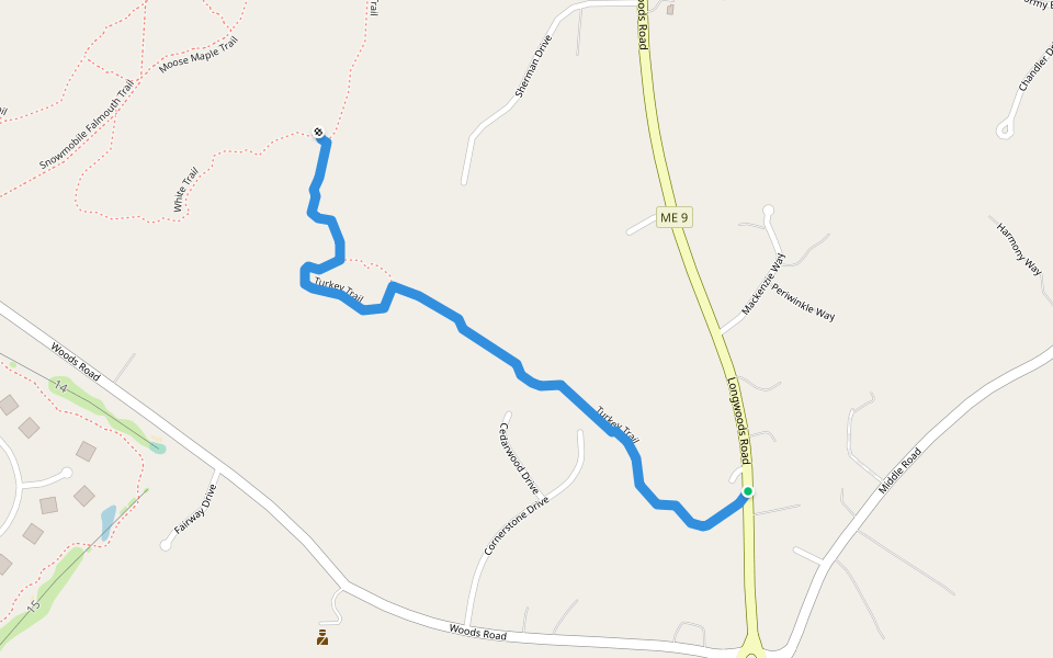 Turkey Trail walking route map in Falmouth