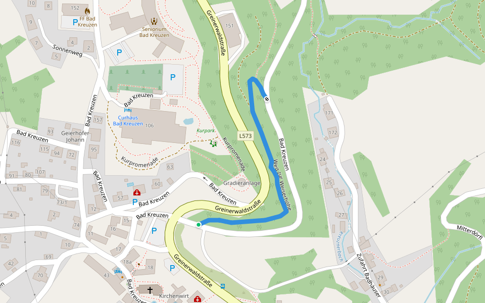 Weg zur Weiserhöhe walking route map in Bad Kreuzen
