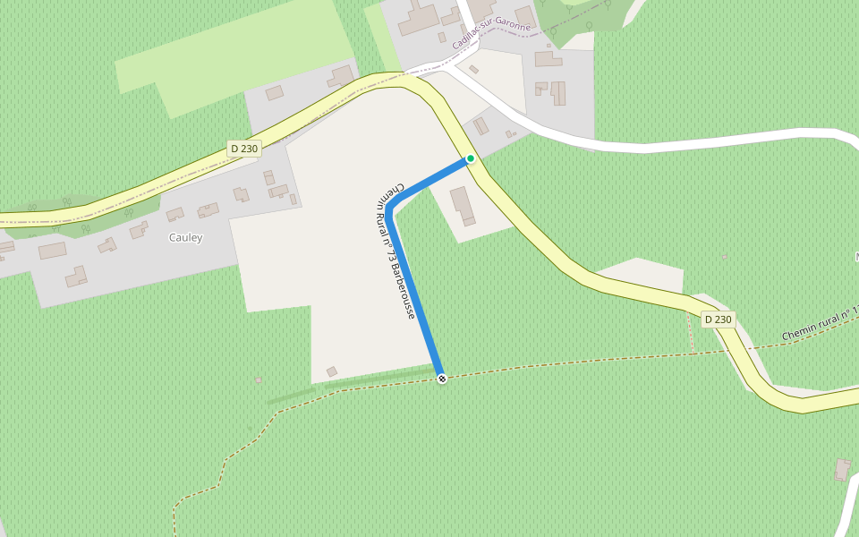 Chemin Rural nº 73 Barberousse walking route map in Loupiac