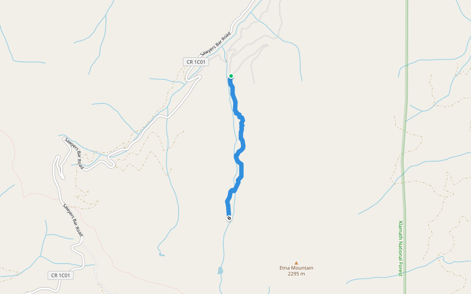 Ruffey Creek Trail walking route map in Etna