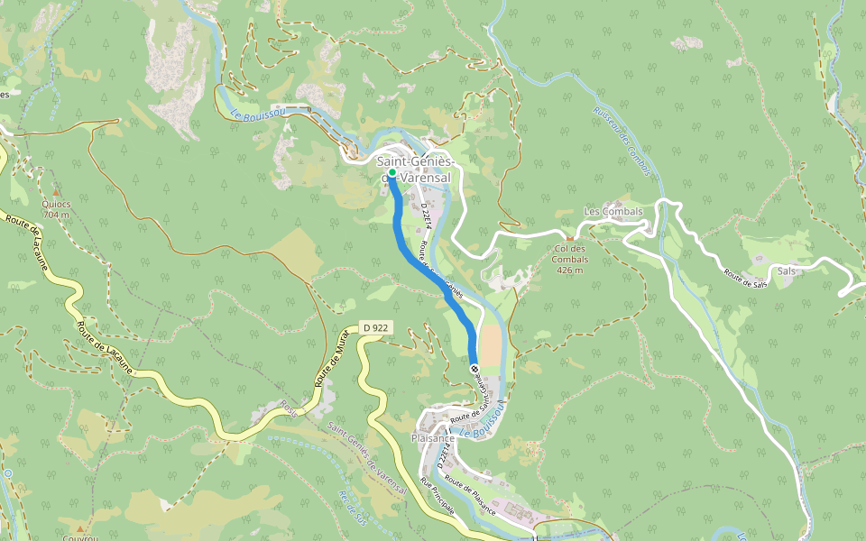 Sentier du Marcou walking route map in Saint-Génies-de-Varensal