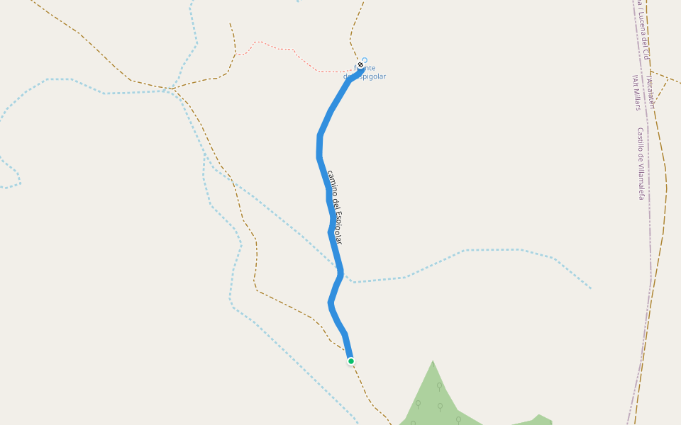 camino del Espigolar walking route map in Castillo de Villamalefa