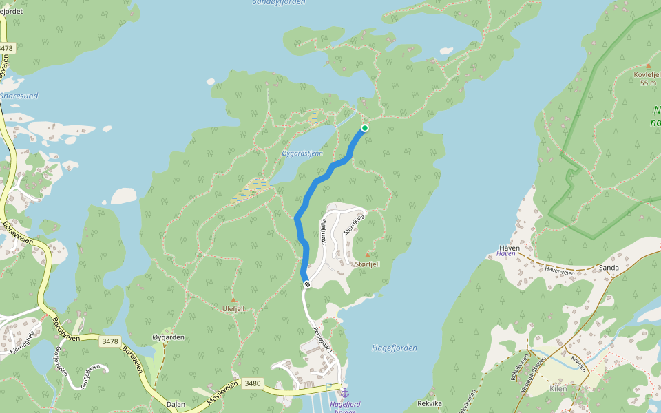 Bjørnskill vei walking route map in Borøy