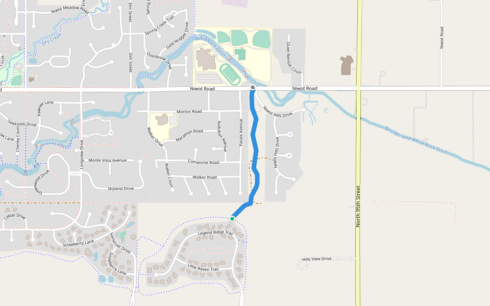 Niwot Hills Trail walking route map in Niwot