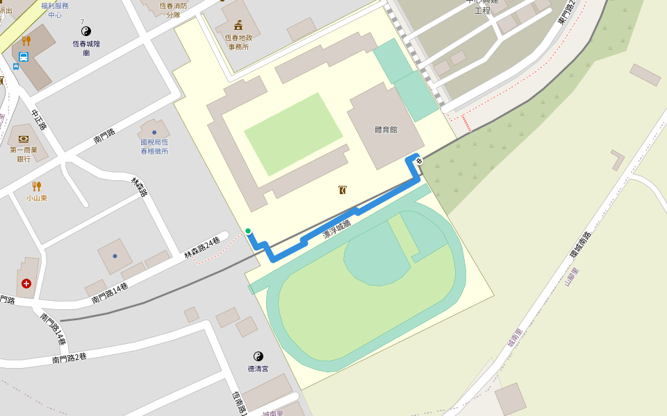 漂浮城牆 walking route map in Hengchun