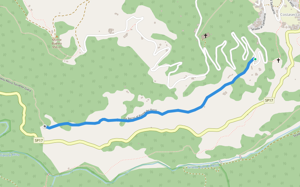 Da Rezzo al Ponte dei Passi walking route map in Rezzo