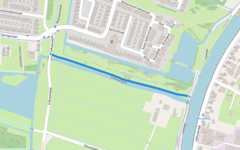 Fuikvaartpad walking route map in Haarlem