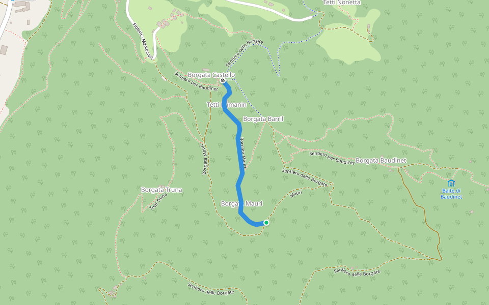 Borgata Mauri walking route map in Fiolera