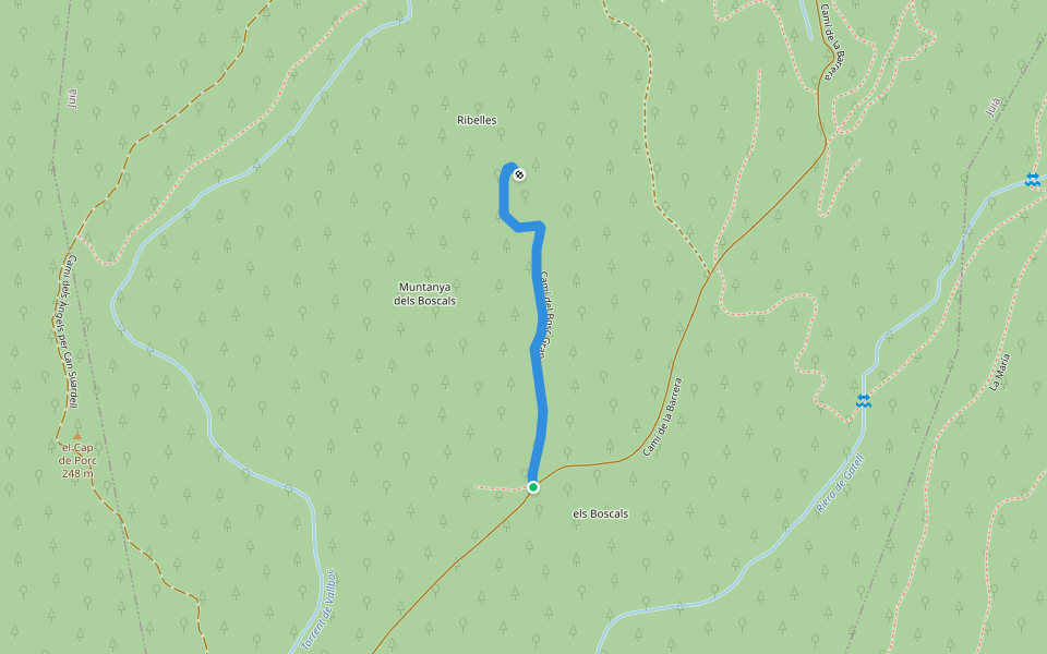 Camí del Bosc Gran walking route map in Juià