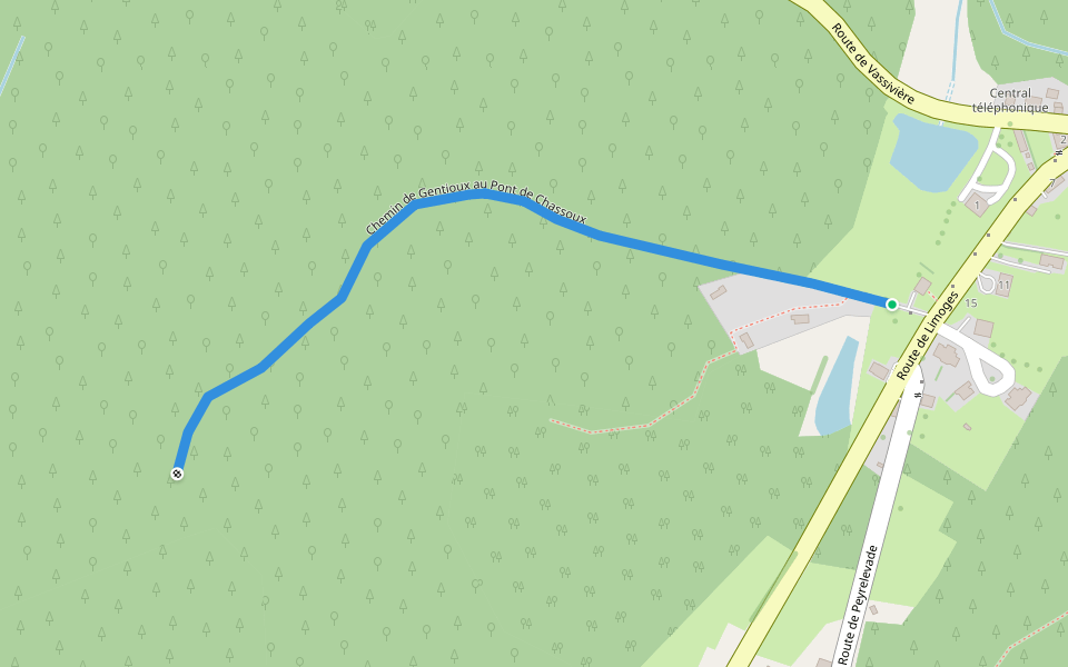 Chemin de Gentioux au Pont de Chassoux walking route map in Gentioux-Pigerolles