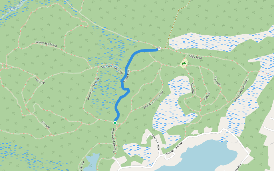 Range Road walking route map in Raymond