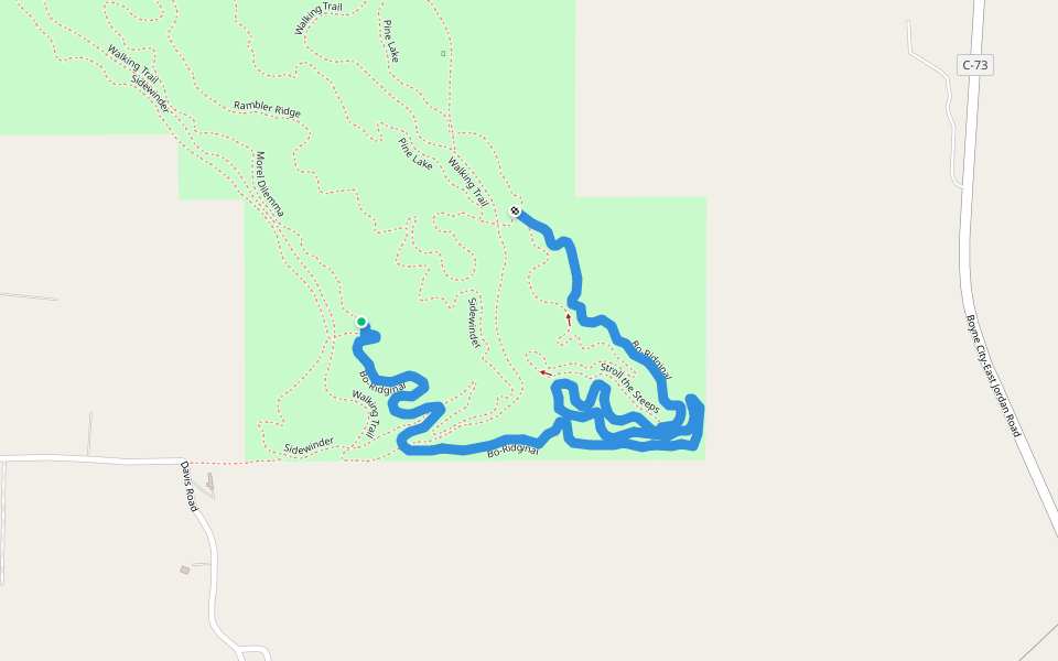 Bo-Ridginal walking route map in Boyne City