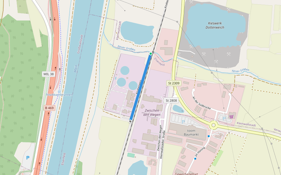Knabenweg walking route map in Kleinwallstadt