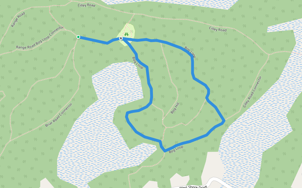Bog Loop walking route map in Raymond