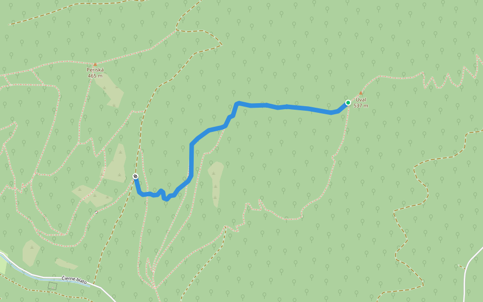 Pitt bull walking route map in Košariská