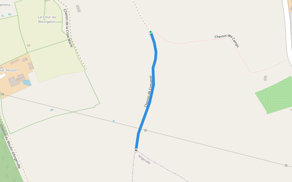 Chemin de Coquerel walking route map in Douville-en-Auge