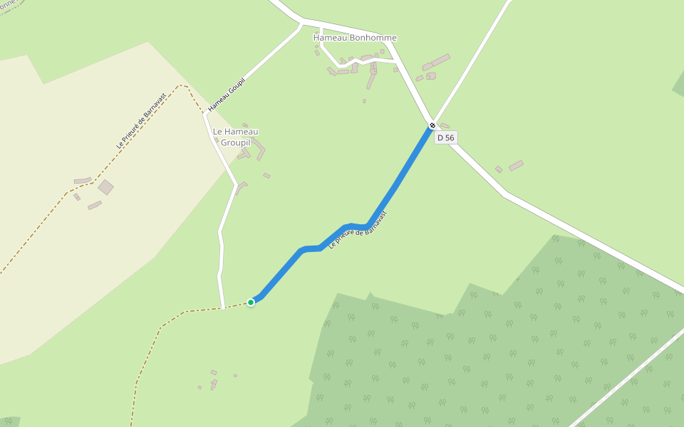 Le prieuré de Barnavast walking route map in Teurthéville-Bocage