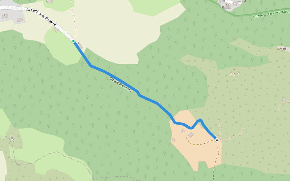 Strada del Pusin walking route map in Susa