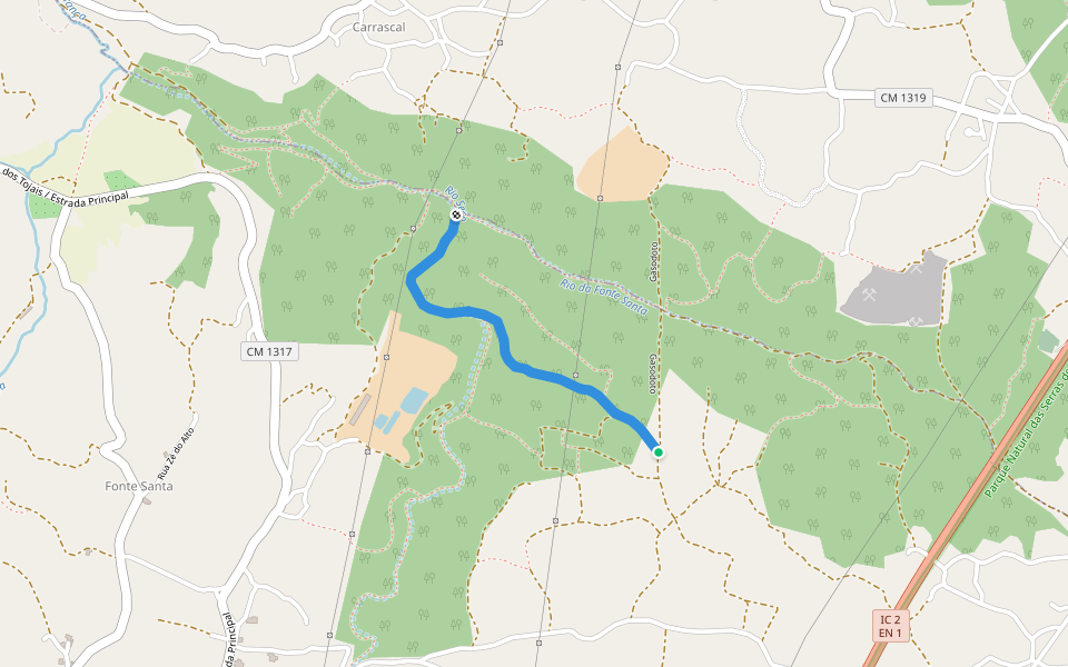 Trilho de'l Cabra walking route map in Alcobaça