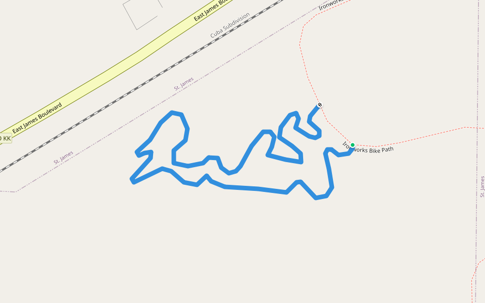 Forest City Mountain Bike Trail - Teddy Bear walking route map in Saint James