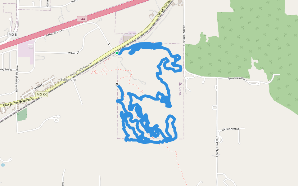 Forest City Mountain Bike Trail - Glade Runner walking route map in Saint James