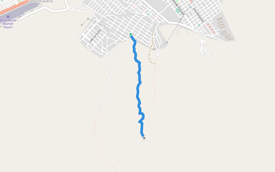 mountain ridge trail walking route map in Paracas