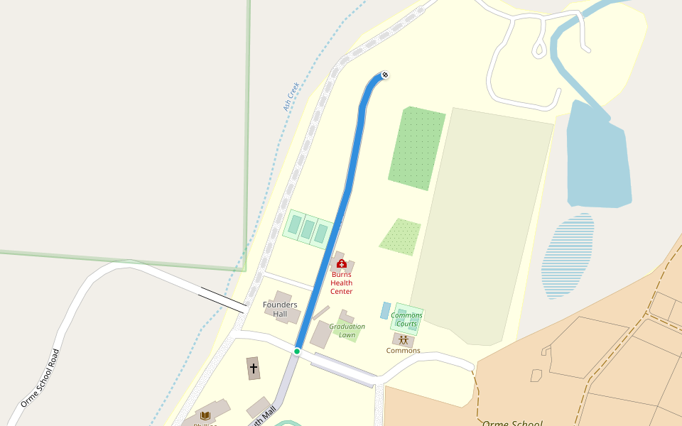 North Mall walking route map in Mayer