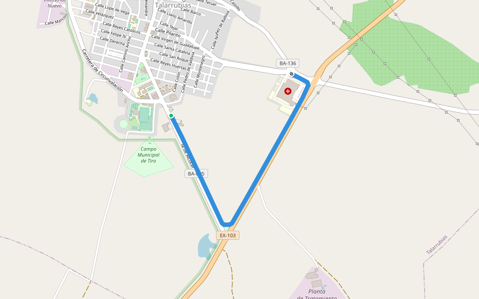 Ruta del colesterol walking route map in Talarrubias