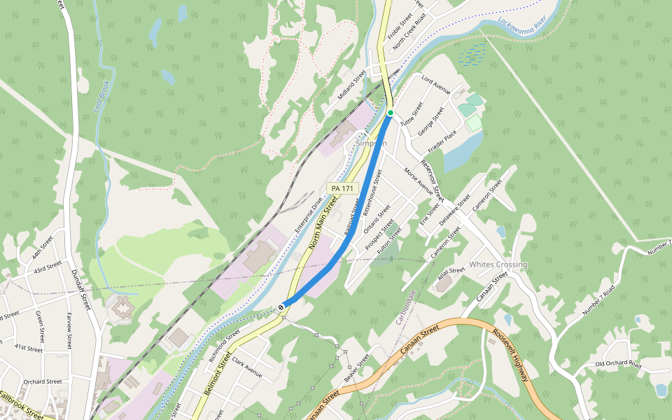 Scranton Branch walking route map in Simpson