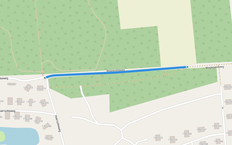 Wagteveldweg walking route map in Dalfsen