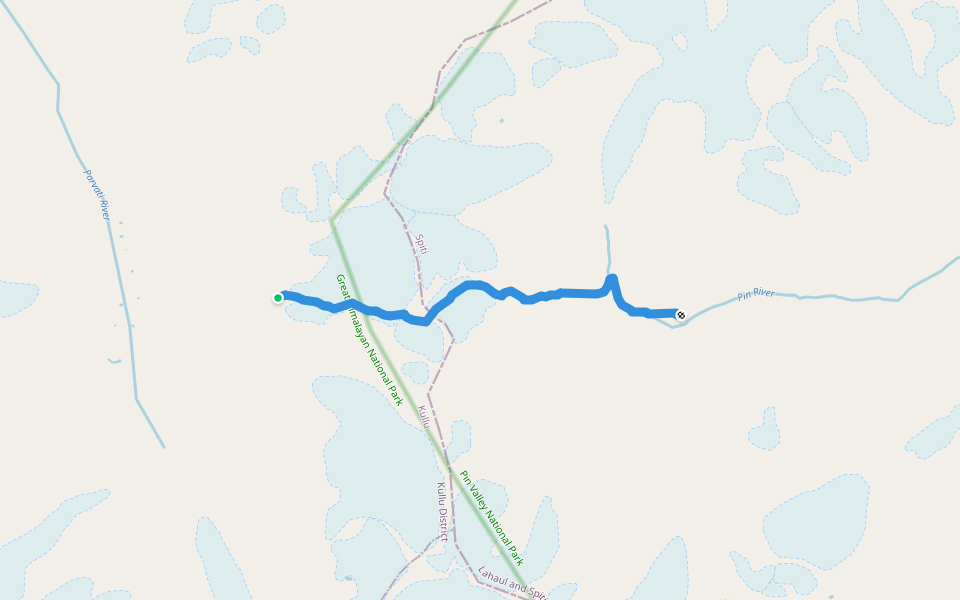 Parvati Base Camp to Shepherd Camp walking route map in Sosan