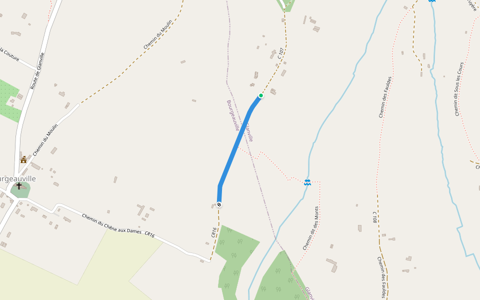 Chemin du Chesne aux Dames walking route map in Bourgeauville