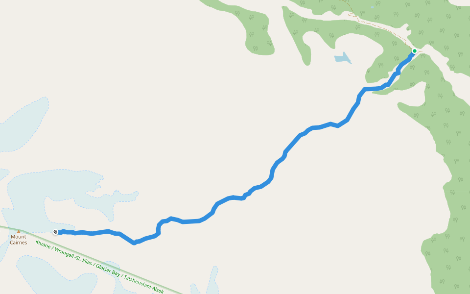 Mt. Cairnes Access walking route map in Haines Junction
