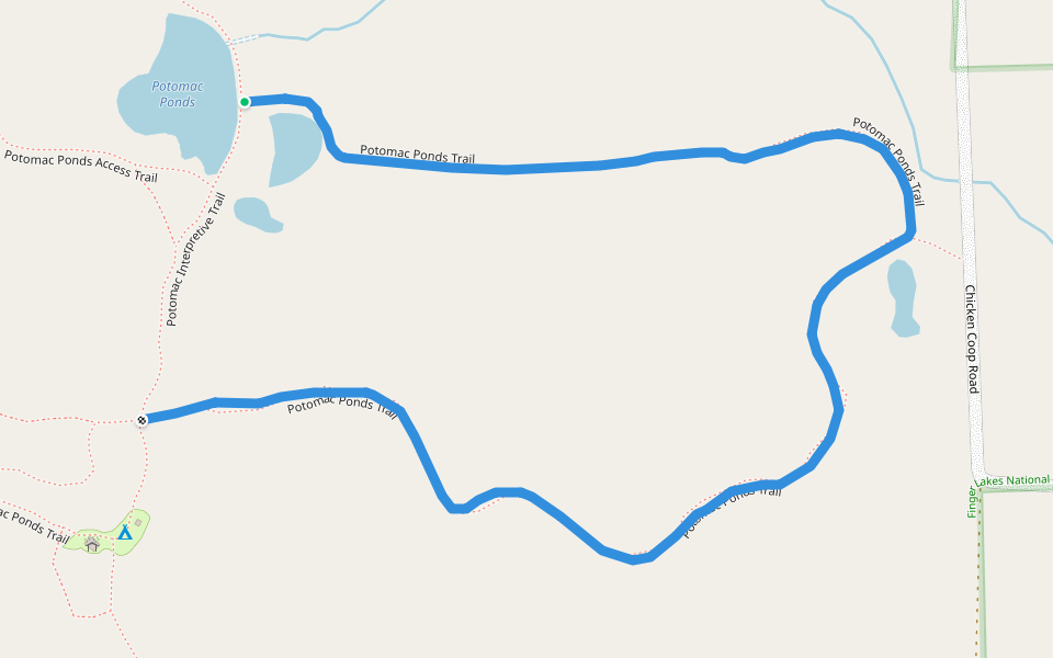 Potomac Ponds Trail walking route map in Burdett