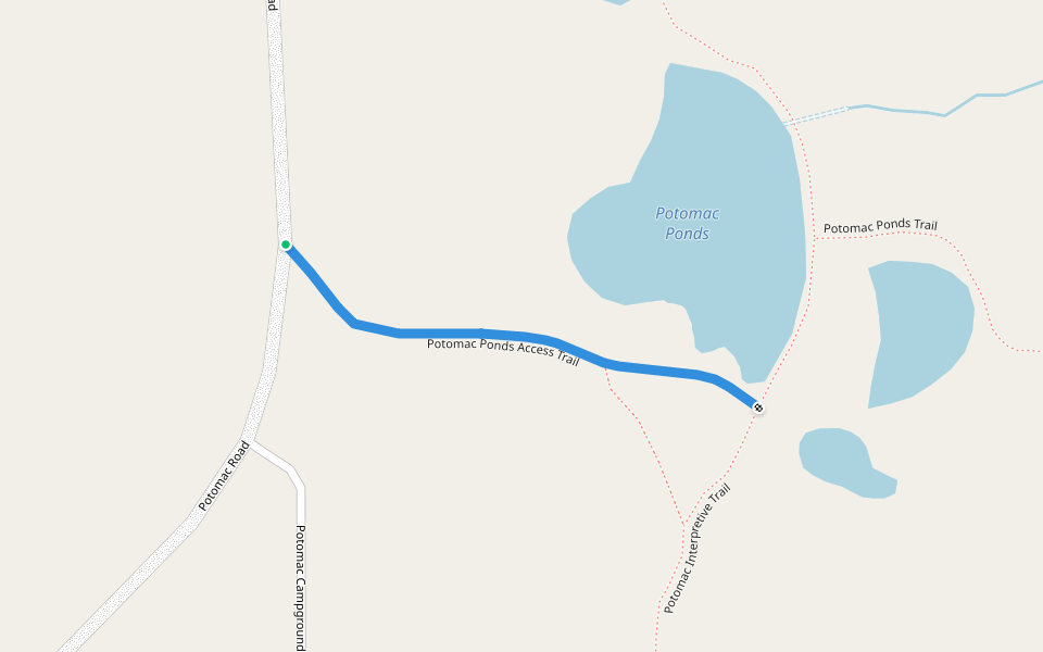 Potomac Ponds Access Trail walking route map in Burdett