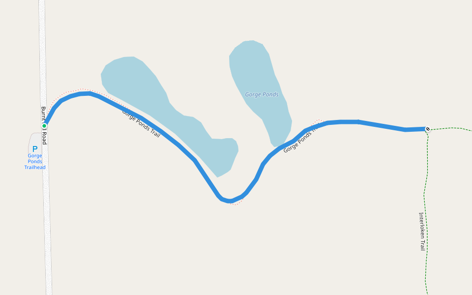 Gorge Ponds Trail walking route map in Burdett