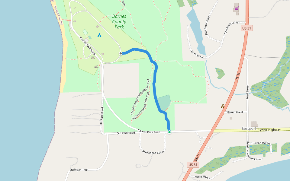 Aishquagonabe mikana Feather of Honor Trail walking route map in Eastport