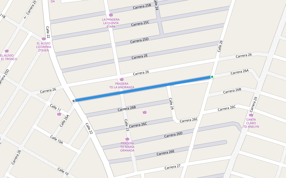 Calle 26A walking route map in Montería