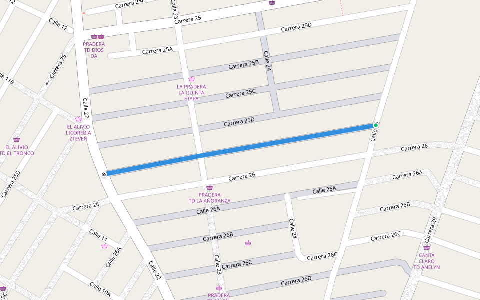 Carrera 2E walking route map in Montería