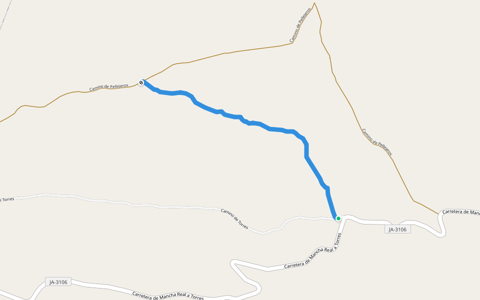 De Charcones a Pellejeros walking route map in Torres