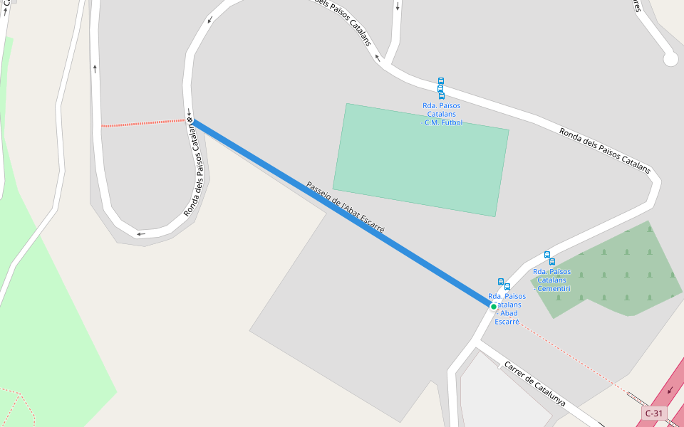 Passeig de l'Abat Escarré walking route map in Montgat