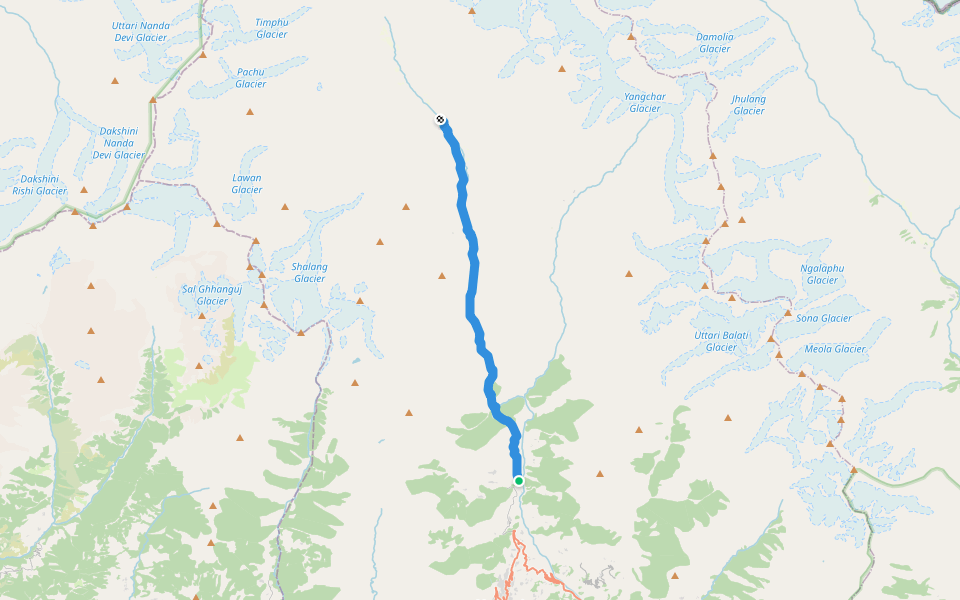 Lilam to Martoli walking route map in Jimighat