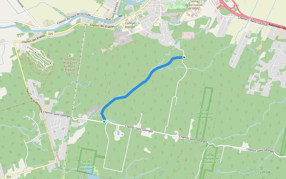 sentier de l'aqueduc walking route map in Rigaud