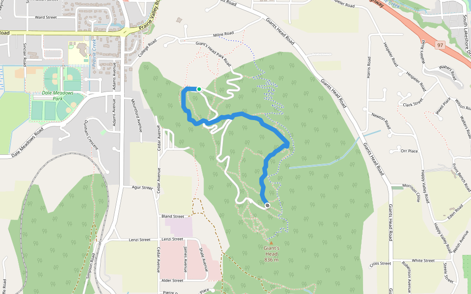 Friendly Giant walking route map in Summerland
